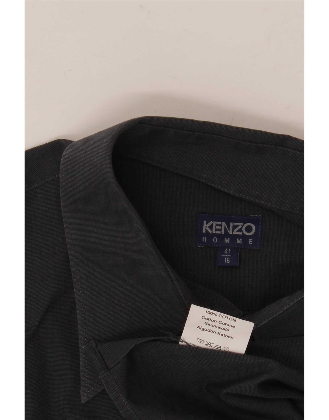 Kenzo Mens Shirt Size 41 16 Large Grey Cotton