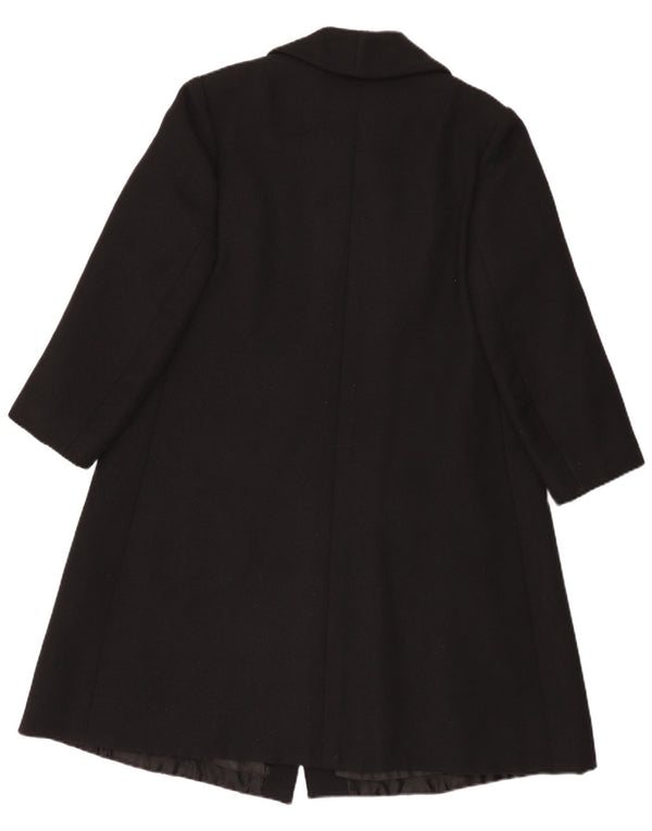 Vintage mujer doble pecho abrigo Reino Unido 14 medio negro