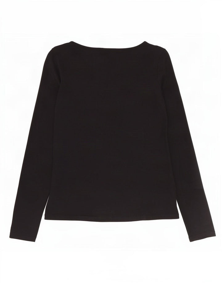 Jigsaw Womens Top Long Sleeve UK 10 Small Black Cotton