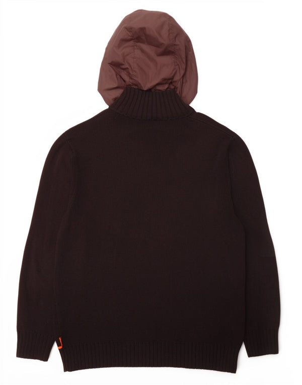 Pulover cardigan cu glugă pentru bărbați Hugo Boss, bumbac maro 2XL