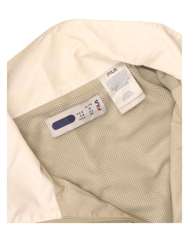 Fila Boys Tracksuit Top Jacket 15-16 Years XL Beige Colourblock Polyester