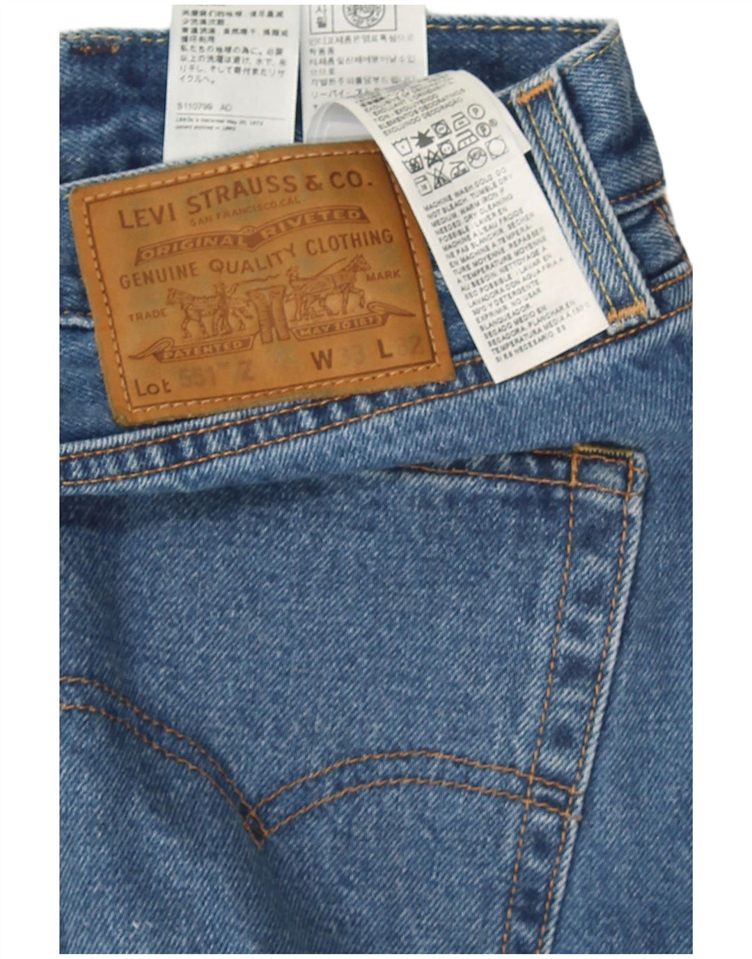 Levi's Herre 551 lige jeans W33 L32 blå bomuld