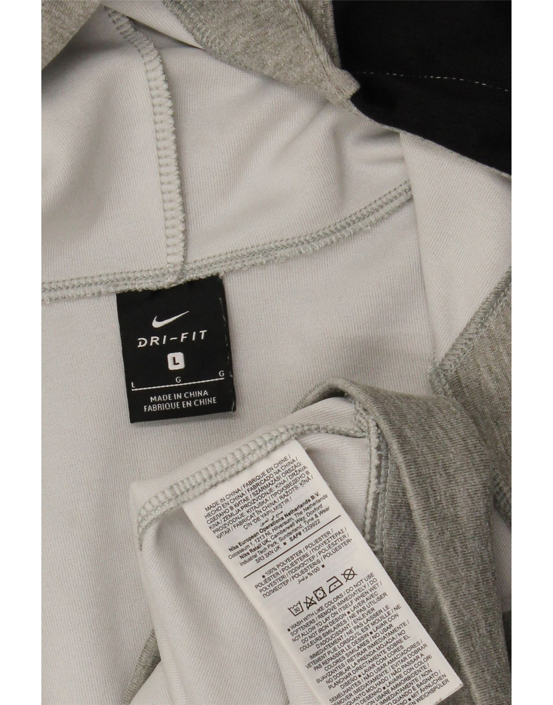 Nike Mens Dri Fit Zip Hoodie Sweater Large Grey Flecked Polyester
