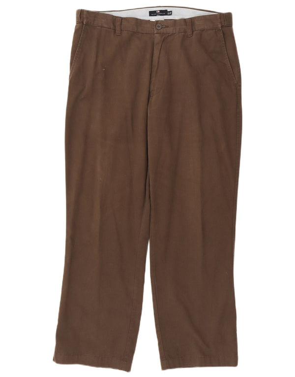 Marks & Spencer Mens Blue Harbour Straight Chino Trousers W36 L29 Brown