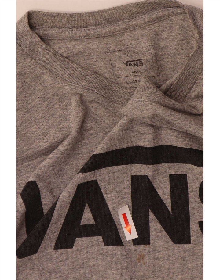 Vans Mens Classic Fit Graphic Top Long Sleeve Large Grey Flecked Cotton