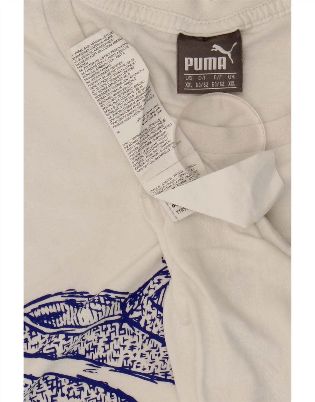 Puma Mens Graphic T-Shirt Top 2XL White Cotton