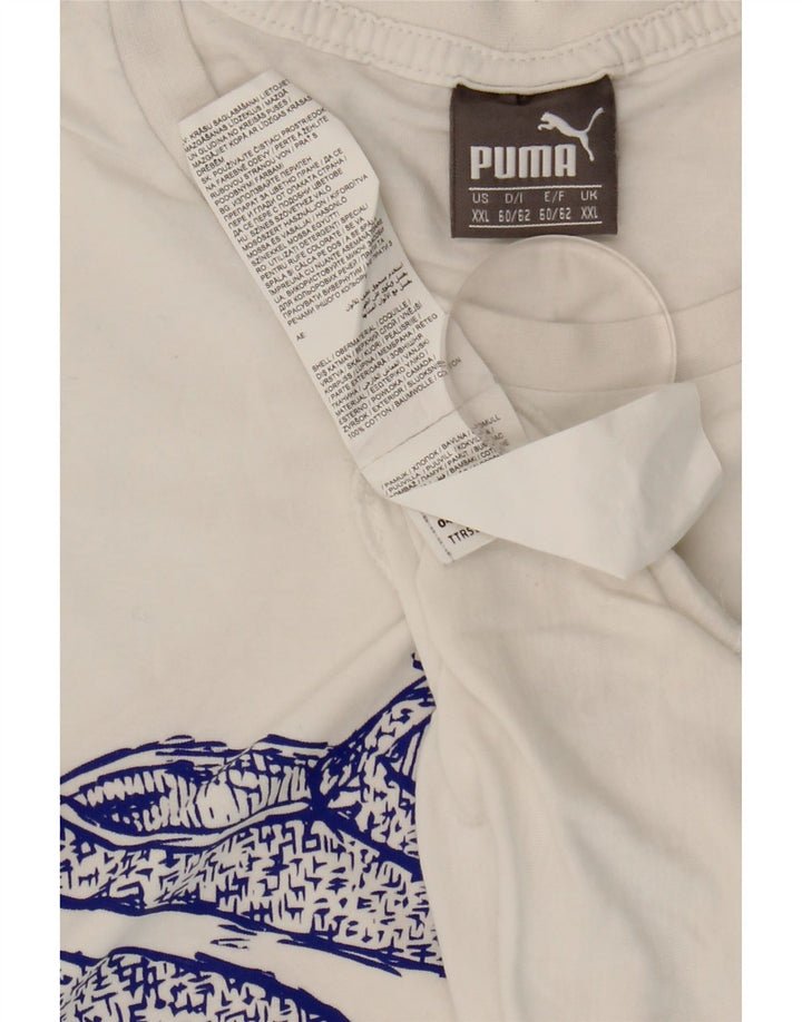 Puma Mens Graphic T-Shirt Top 2XL White Cotton