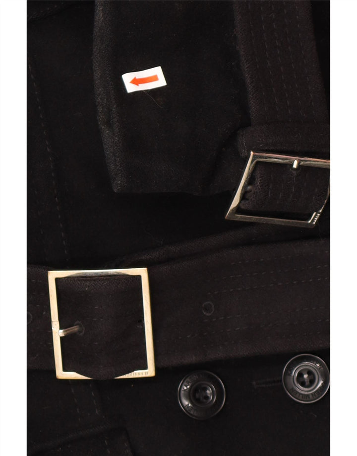 KAREN MILLEN Womens Trench Coat UK 8 Small  Black Wool