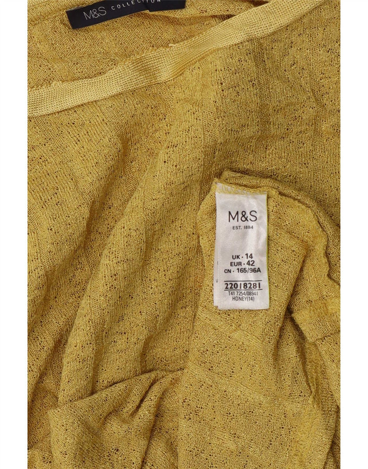Marks & Spencer Top para mujer de manga larga UK 44 Grande Poliéster amarillo
