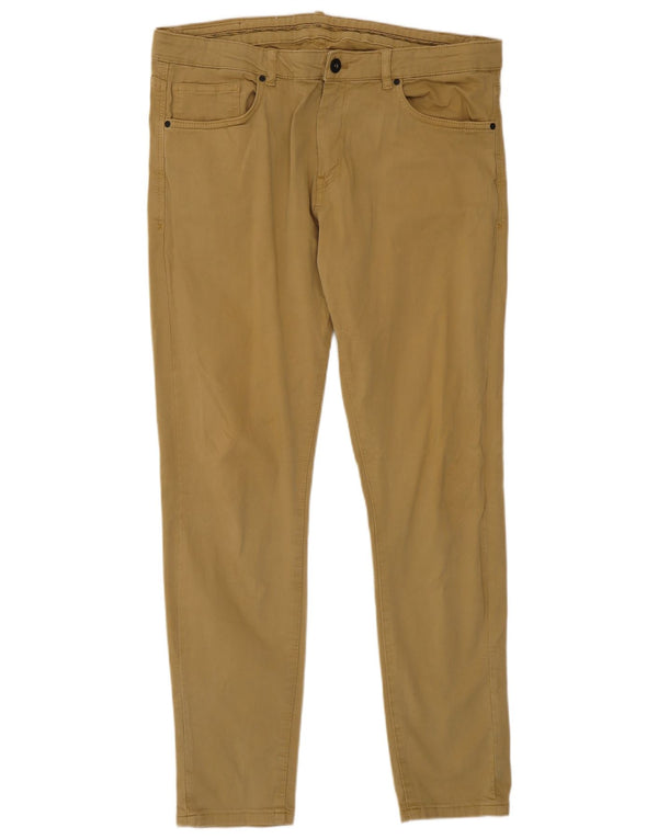 Zara Mens Slim Casual Trousers EU 44 Large W34 L30 Beige Cotton