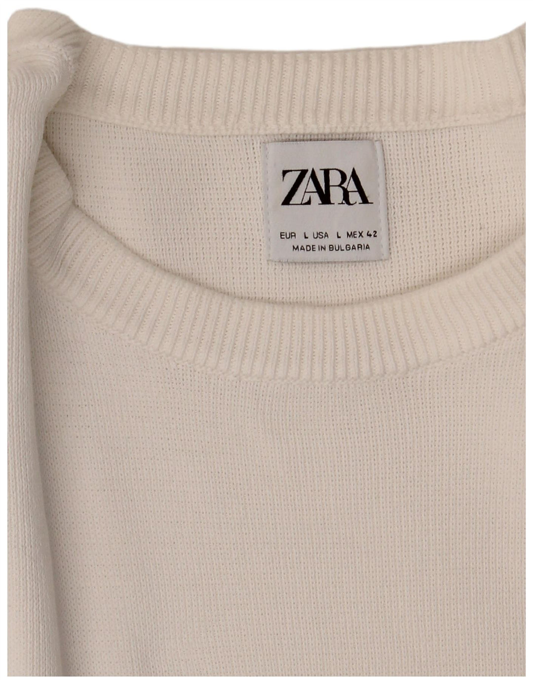 Maglione maglione girocollo da uomo Zara grande bianco