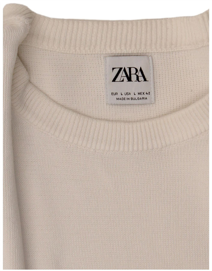 Maglione maglione girocollo da uomo Zara grande bianco