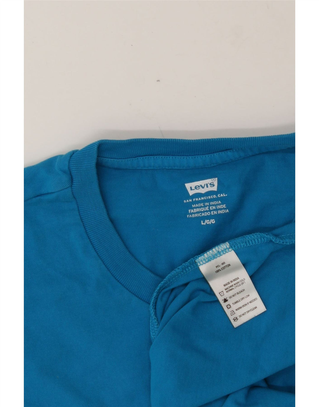 LEVI'S Mens Graphic T-Shirt Top Large Blue Cotton Vintage Levi's and Second-Hand Levi's from Messina Hembry 