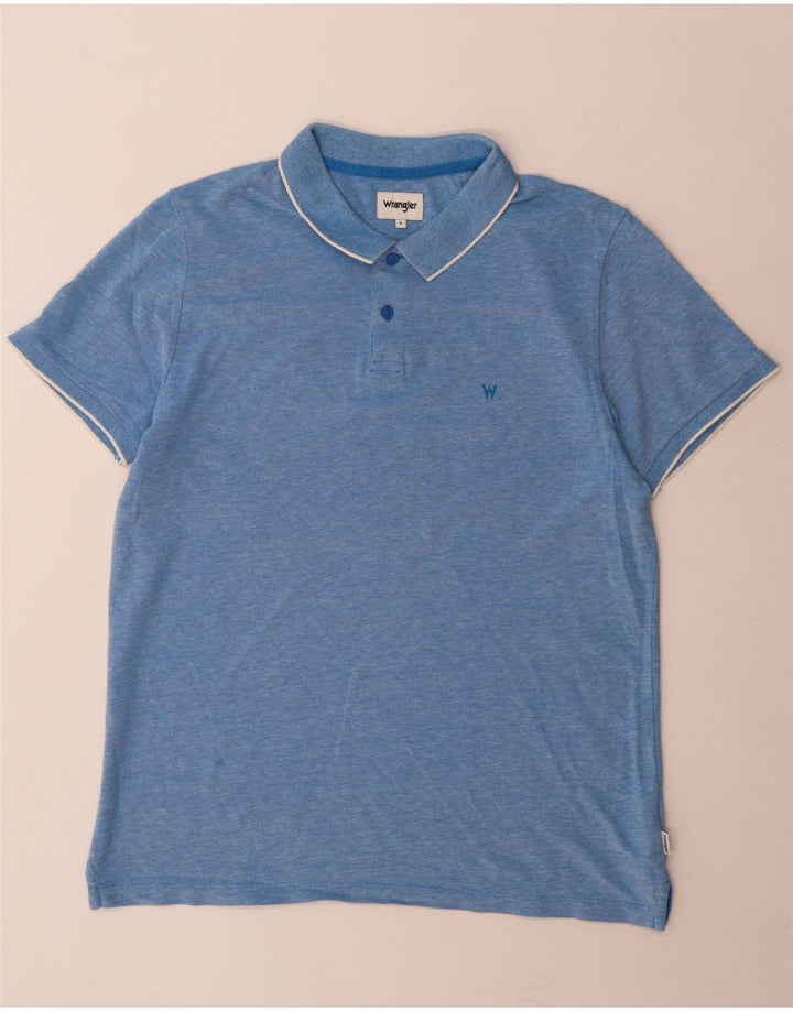 Wrangler Mens Polo Shirt Large Blue Cotton