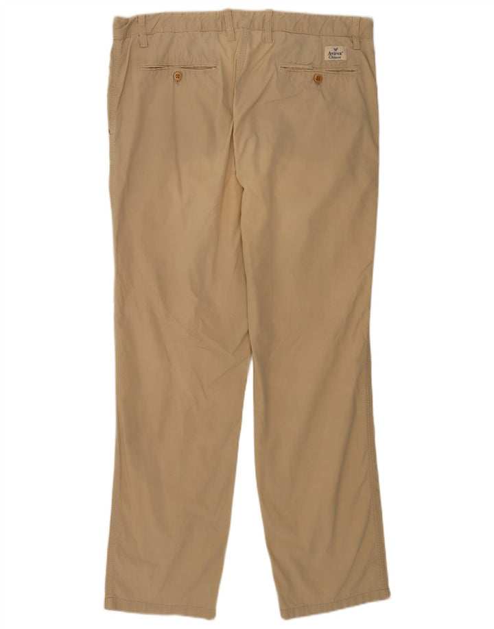 Avirex Mens Regular Chino Trousers W38 L32 Khaki Cotton