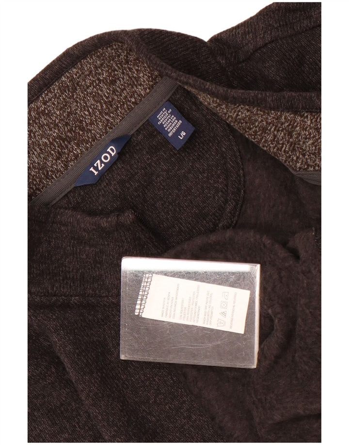 Izod Mens Zip Neck Jumper Sweater Large Grey Polyester