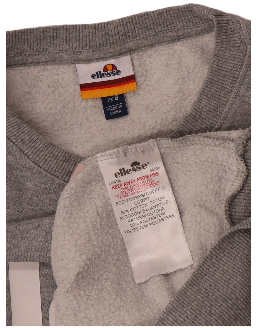 Ellesse Womens Graphic Oversized Sweatshirt Jumper UK 8 Small  Grey Cotton