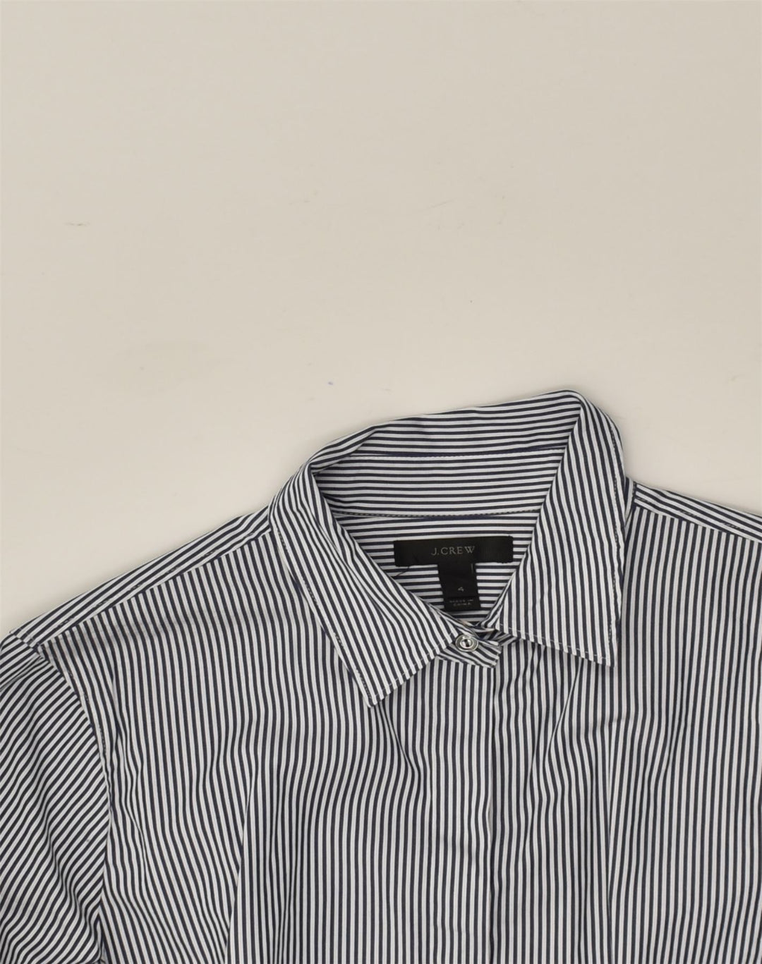 J. CREW Womens Long Sleeve Shirt Dress US 4 Small White Striped Cotton | Vintage J. Crew | Thrift | Second-Hand J. Crew | Used Clothing | Messina Hembry 