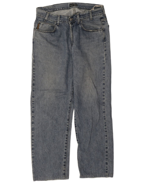 Armani Mens Straight Jeans W36 L29 Blue Cotton
