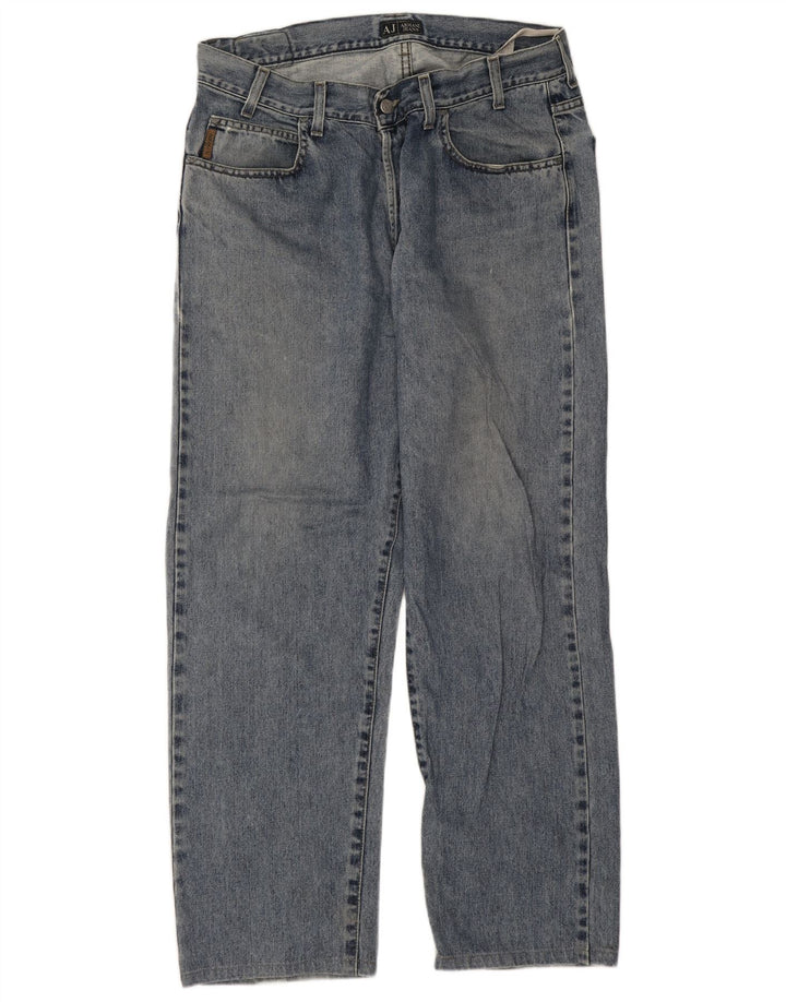 Armani Mens Straight Jeans W36 L29 Blue Cotton