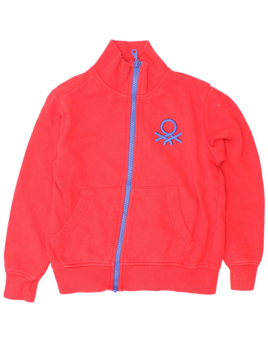 Benetton Boys Graphic Tracksuit Top Jacket 6-7 Years Small Red Cotton