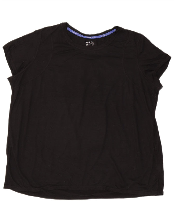 CALVIN KLEIN Womens T-Shirt Top UK 20 2XL Black Polyester