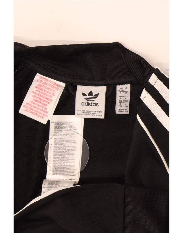 Adidas Boys Tracksuit Top Jacket 12-13 Years Black Polyester