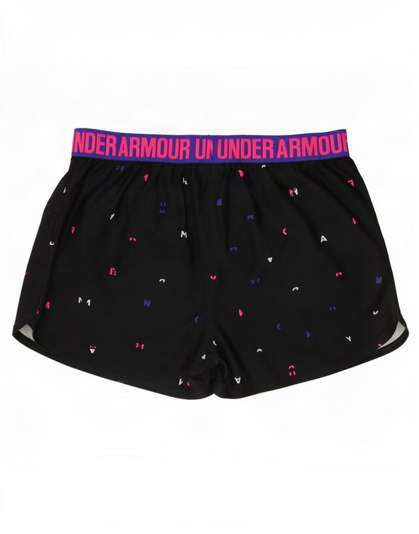 Shorts esportivos Under Armour Girls Heat Gear 13-14 anos XL preto manchado