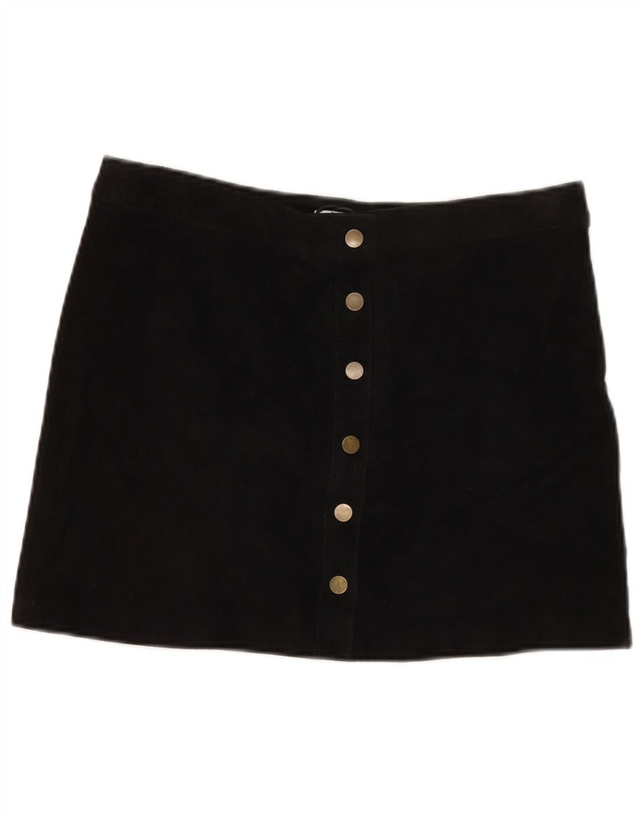 Pimkie Womens Suede Mini Skirt IT 44 Medium W30  Black Leather