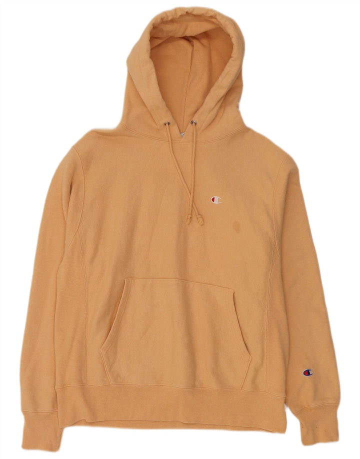 Champion Mens Hoodie Jumper Medium Beige Cotton