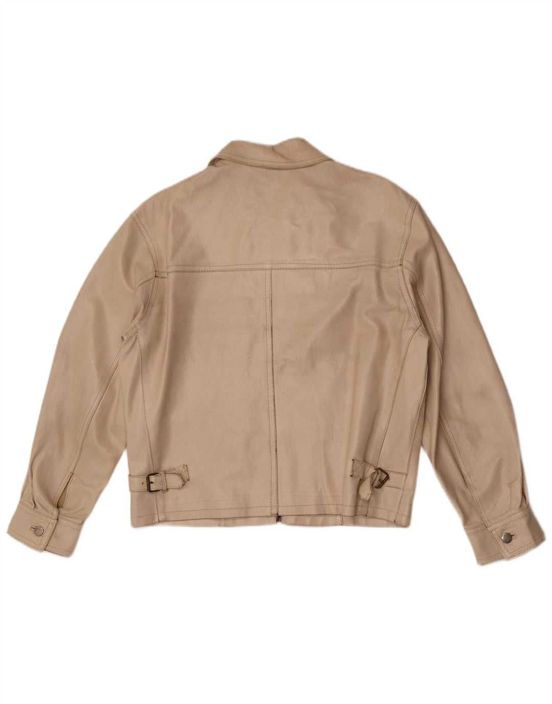 Pinko Womens Leather Jacket IT 42 Medium Beige