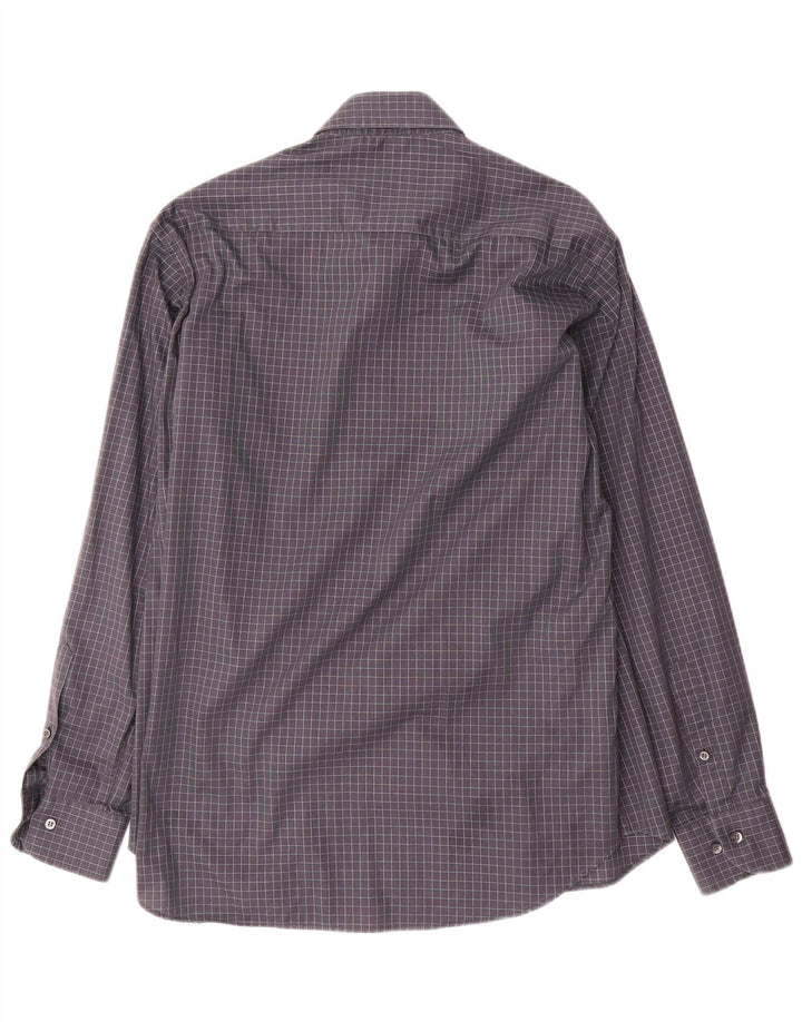 Yves Saint Laurent Camisa para hombre Talla 40 15 3/4 Cuadro gris medio