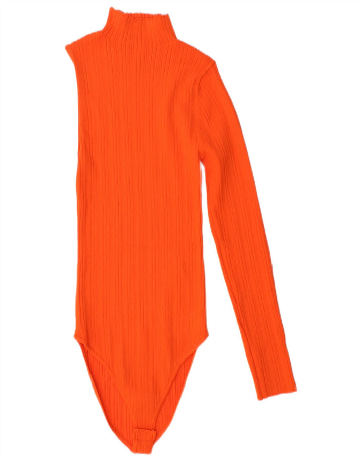 ZARA Womens One Shoulder Bodysuit UK 12 Medium Orange Nylon