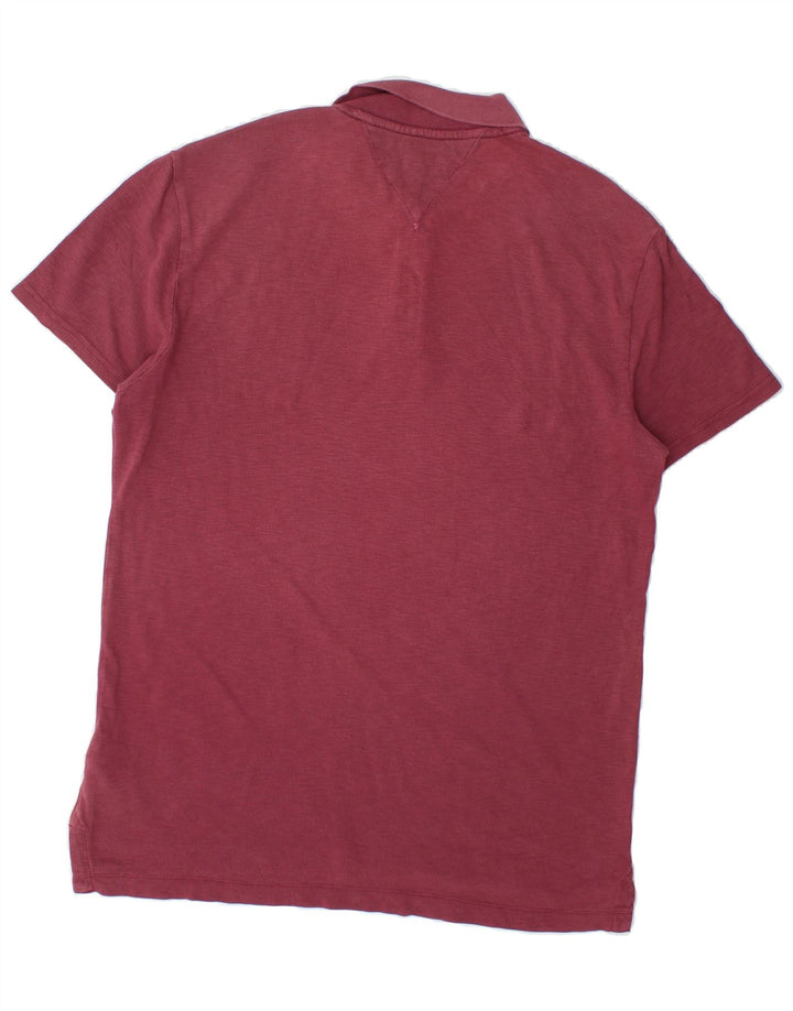 TOMMY HILFIGER Mens Polo Shirt Medium Burgundy Cotton Vintage Tommy Hilfiger and Second-Hand Tommy Hilfiger from Messina Hembry 