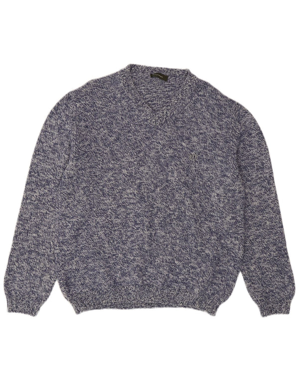 Henry Cottons Mens V-Neck Jumper Sweater Medium Navy Blue Flecked