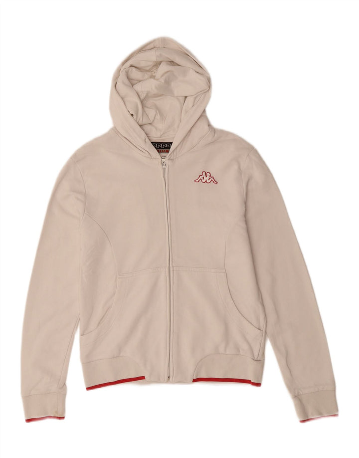 KAPPA Womens Zip Hoodie Sweater UK 14 Medium White Cotton Vintage Kappa and Second-Hand Kappa from Messina Hembry 