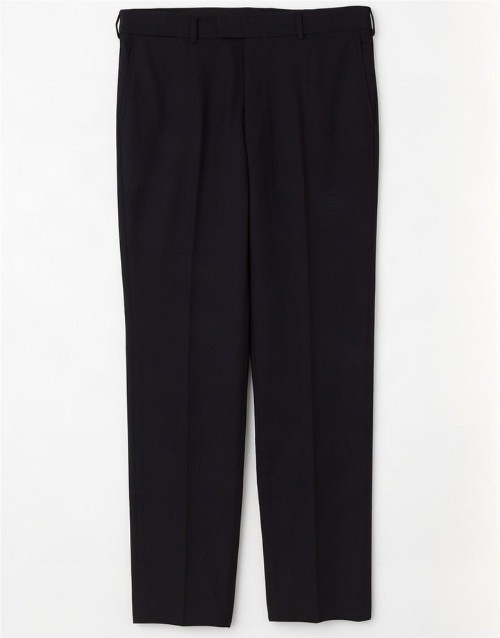 Jaeger Mens Straight Casual Trousers W36 L33 Navy Blue Wool