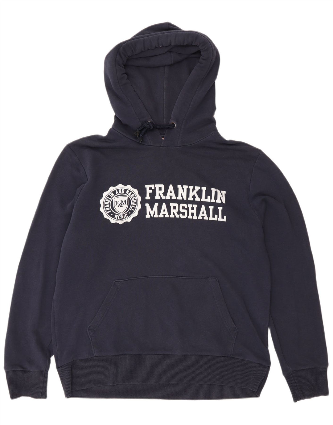 Franklin Marshall Mens Graphic Hoodie Jumper XL Navy Blue
