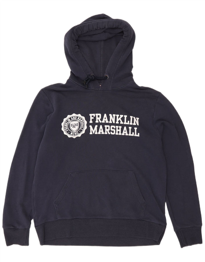 Franklin Marshall Mens Graphic Hoodie Jumper XL Navy Blue