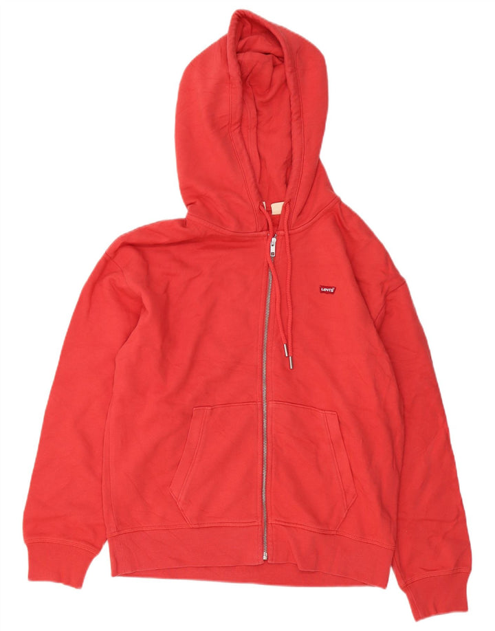 Levi's Womens Oversized Zip Hoodie Sweater UK 10 Small Red Cotton