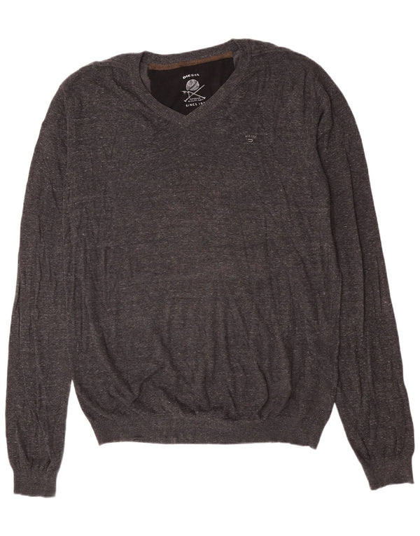 Maglione maglione da uomo con scollo a V Diesel 2XL cotone grigio