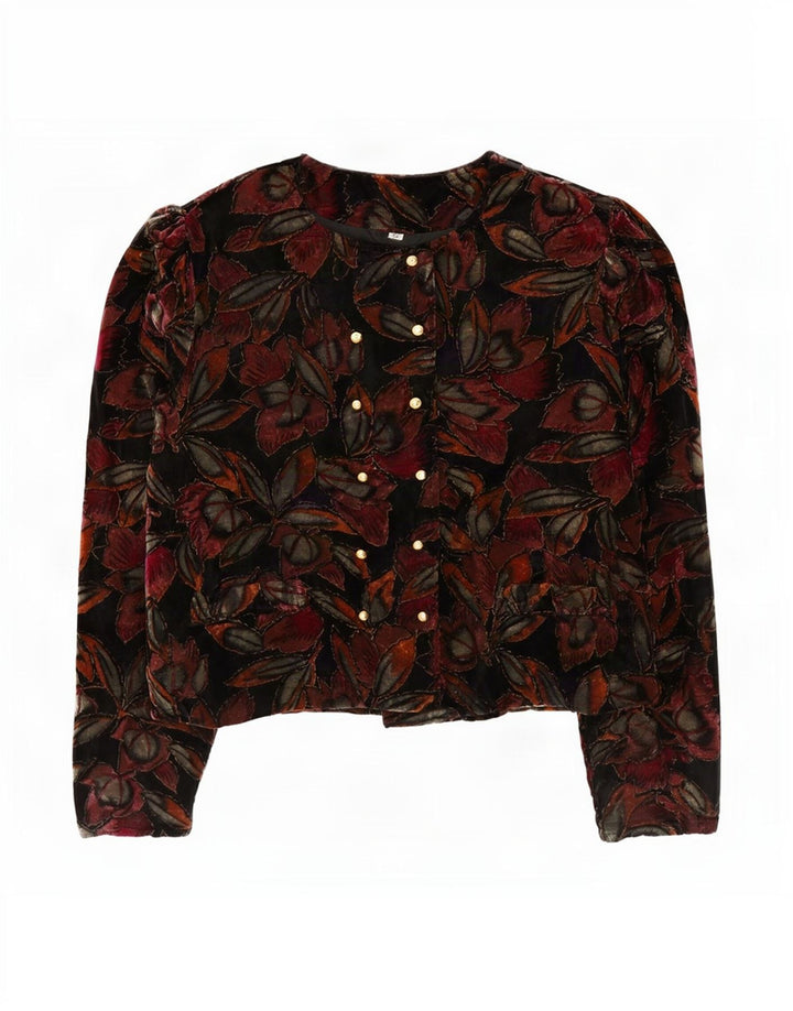 Veste Blazer Velours Femme Vintage IT 44 Moyen Multicolore Floral