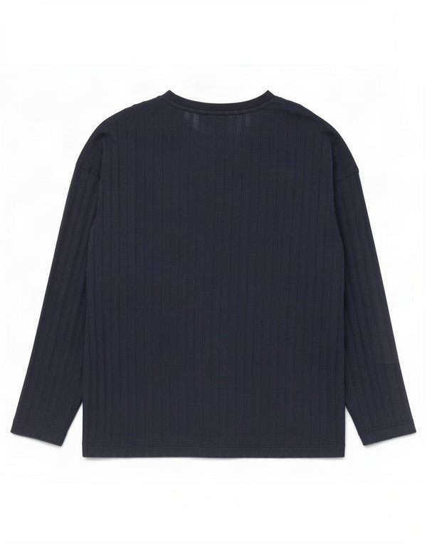 Marks & Spencer Womens Top Long Sleeve UK 12 Medium Navy Blue Polyester