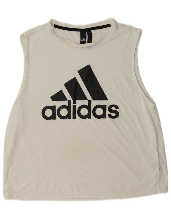 Γυναικείο γραφικό γιλέκο Adidas Top UK 16/18 Large White Polyester Sports