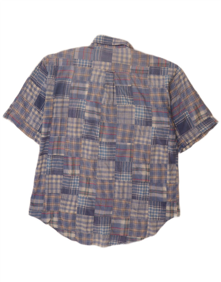 FILA Mens Short Sleeve Shirt Large Blue Patchwork Cotton