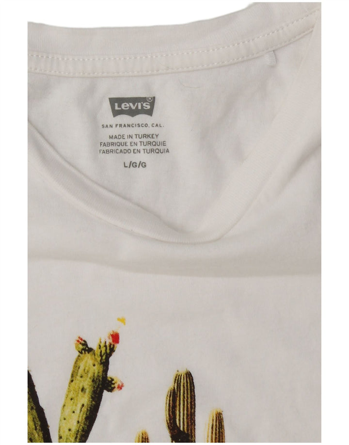 LEVI'S Damen Grafik-T-Shirt-Oberteil UK 14 Large Weiß