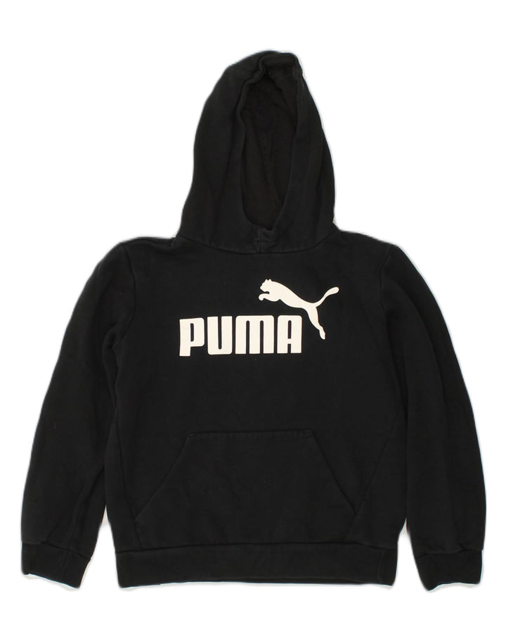 PUMA Boys Graphic Hoodie Jumper 11-12 Years Black Cotton | Vintage Puma | Thrift | Second-Hand Puma | Used Clothing | Messina Hembry 