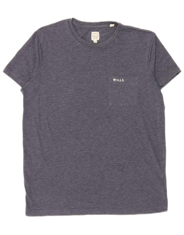 Jack Wills Mens T-Shirt Top Medium Navy Blue Flecked Cotton