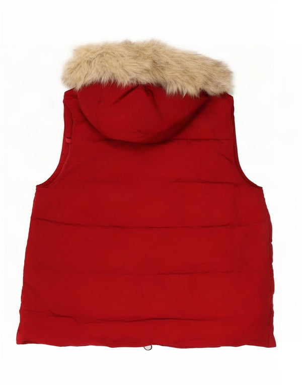 Gap Womens Hooded Padded Gilet UK 14 Medium Red Polyester