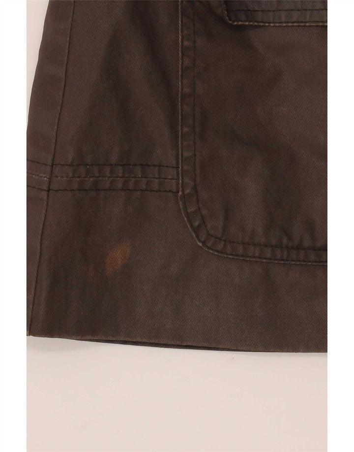 Miss Selfridge Womens Hooded Oversized Waxed Jacket UK 10 Small Brown Check